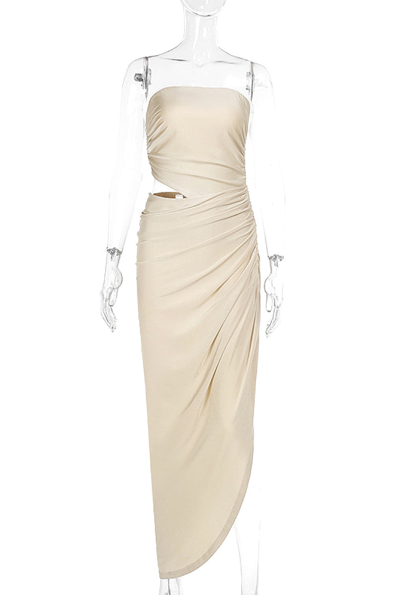 Elegant Strapless Long Dress for Spring