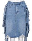 Fashionable Distressed Denim Skirt for Women
