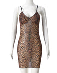 New Leopard Print Bodycon Dress with V-Neck