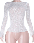Chic Sheer Lace Long Sleeve Top