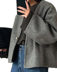 Fashionable V-Neck Woolen Cardigan for Women