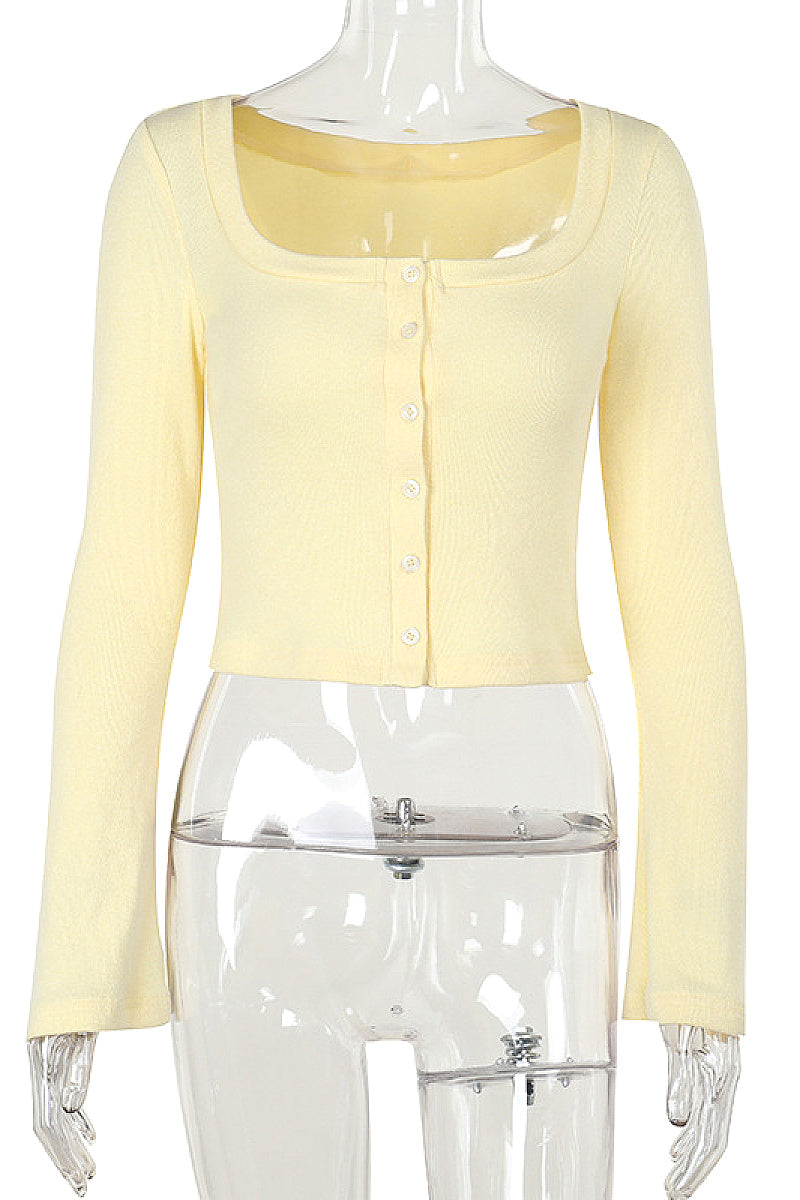 Fresh Style Casual Knit Cardigan Long Sleeve Top