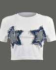 Trendy Summer Star Print Cropped T-Shirt