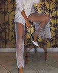 Elegant Striped Pearl Suit Set with Shorts and Pants