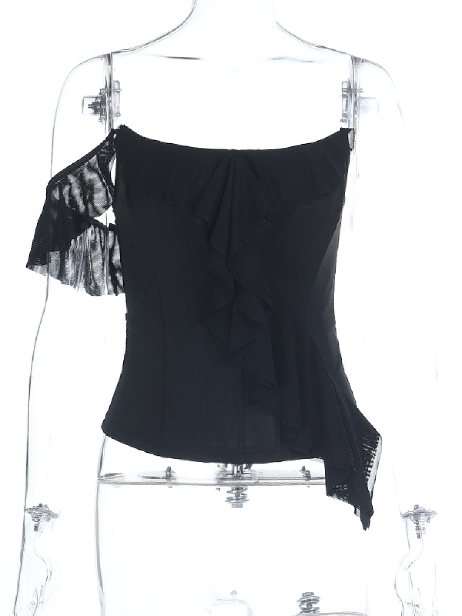 Stylish Off-Shoulder Ruffle Crop Top