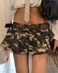 Sexy Camouflage Pleated Mini Skirt for Women