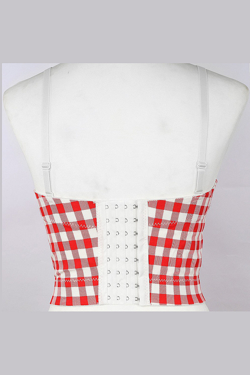 Sexy Adjustable Strap Plaid Sports Bra