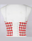 Sexy Adjustable Strap Plaid Sports Bra