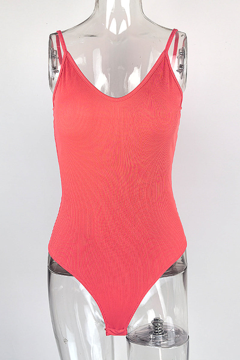 Summer Women's Solid Color Sexy V-Neck Jumpsuit