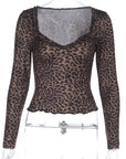Leopard Print Long Sleeve Top for Women