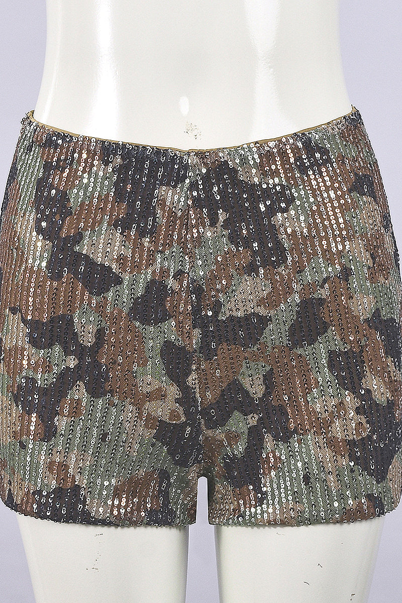 Leopard Print Sequin Women's Casual Shorts