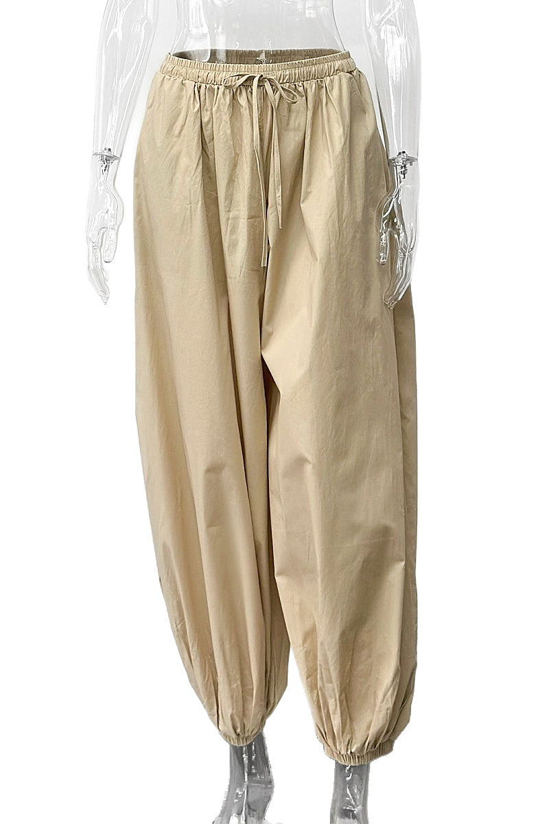 Trendy Solid Color Casual Balloon Pants for Women