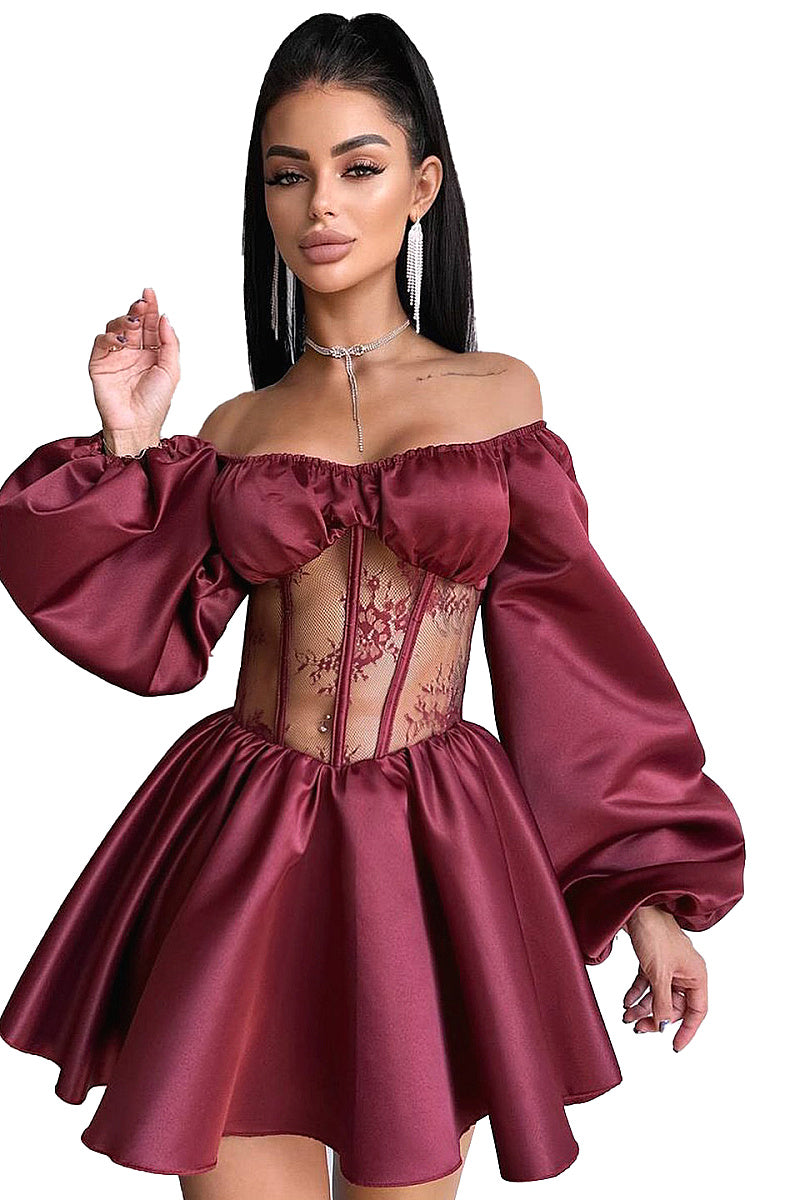 Elegant Satin One-Shoulder Mini Dress