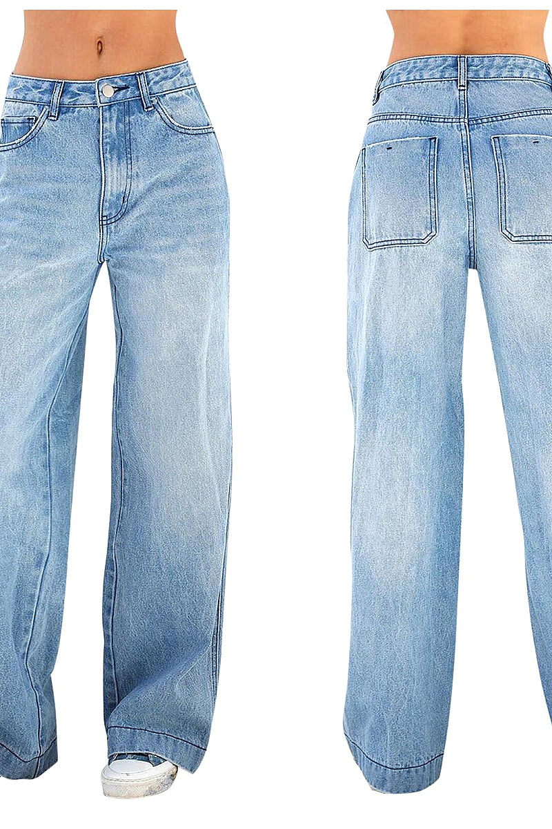 Loose Fit High Waist Wide Leg Jeans for Women