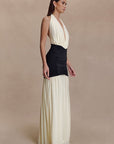 Elegant Color Block Halter Neck Dress