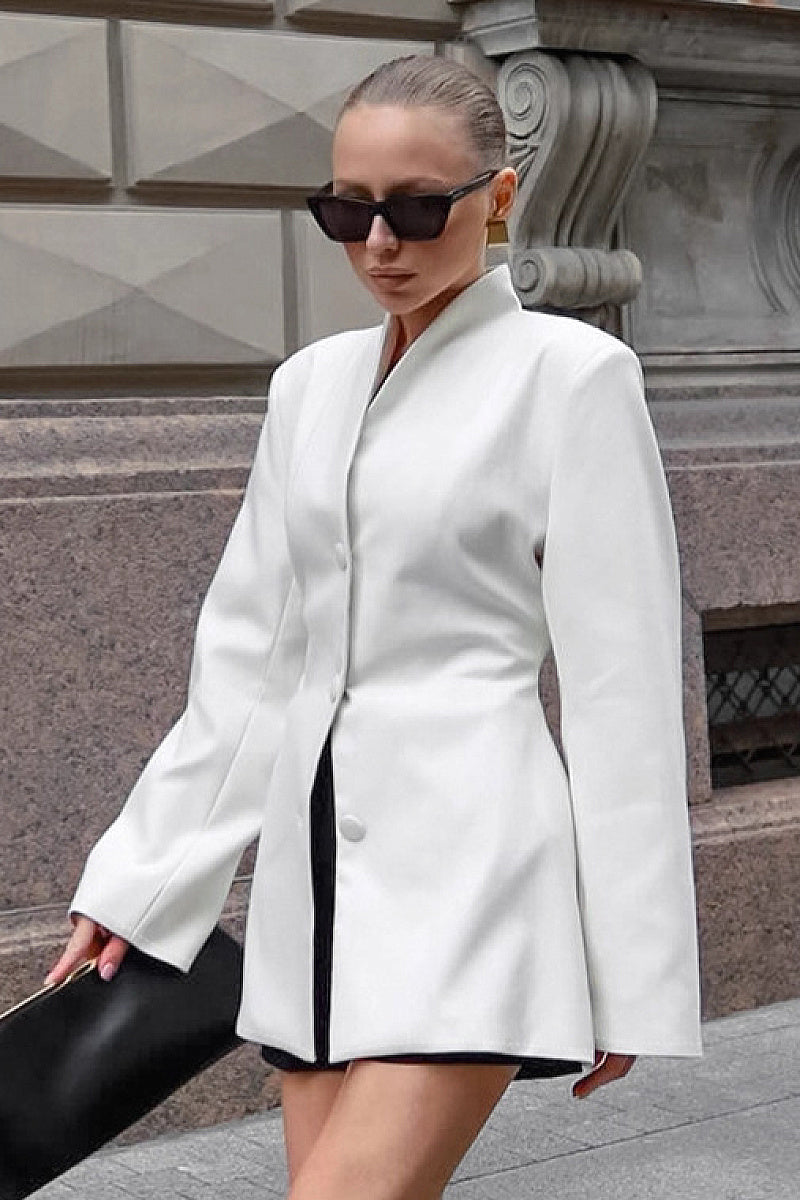 Stylish White Stand Collar Waistcoat for Women