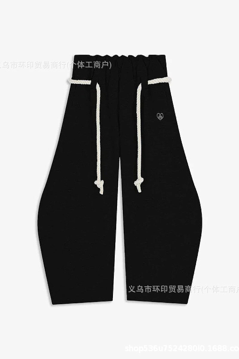Casual Drawstring Waist Wide Leg Pants