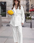 French Vintage Elegant Striped Suit Set for Women