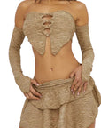 Sexy Hollow Out Off Shoulder Top and Skirt Set