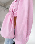 Fashionable Striped Pink Casual Shirt