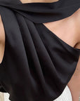 French Style Satin Sleeveless Top with Ribbon