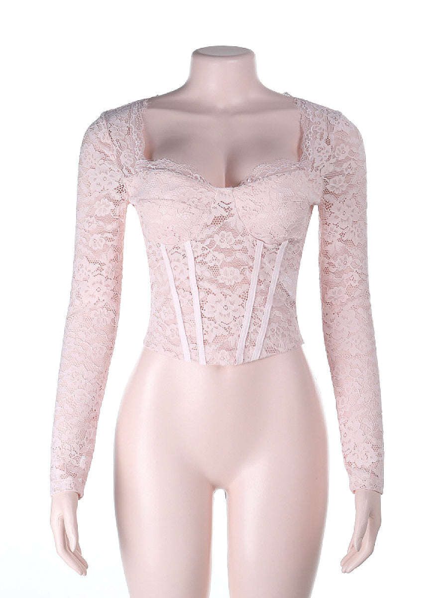 Sexy Lace Long Sleeve Top for Casual Wear