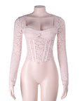 Sexy Lace Long Sleeve Top for Casual Wear