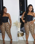 Trendy Sequin Leopard Print Elastic Waist Shorts