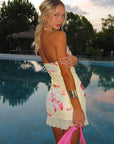 Spring Floral Print Strapless Bodycon Dress
