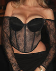 Lace Sexy Off-Shoulder Long Sleeve Top