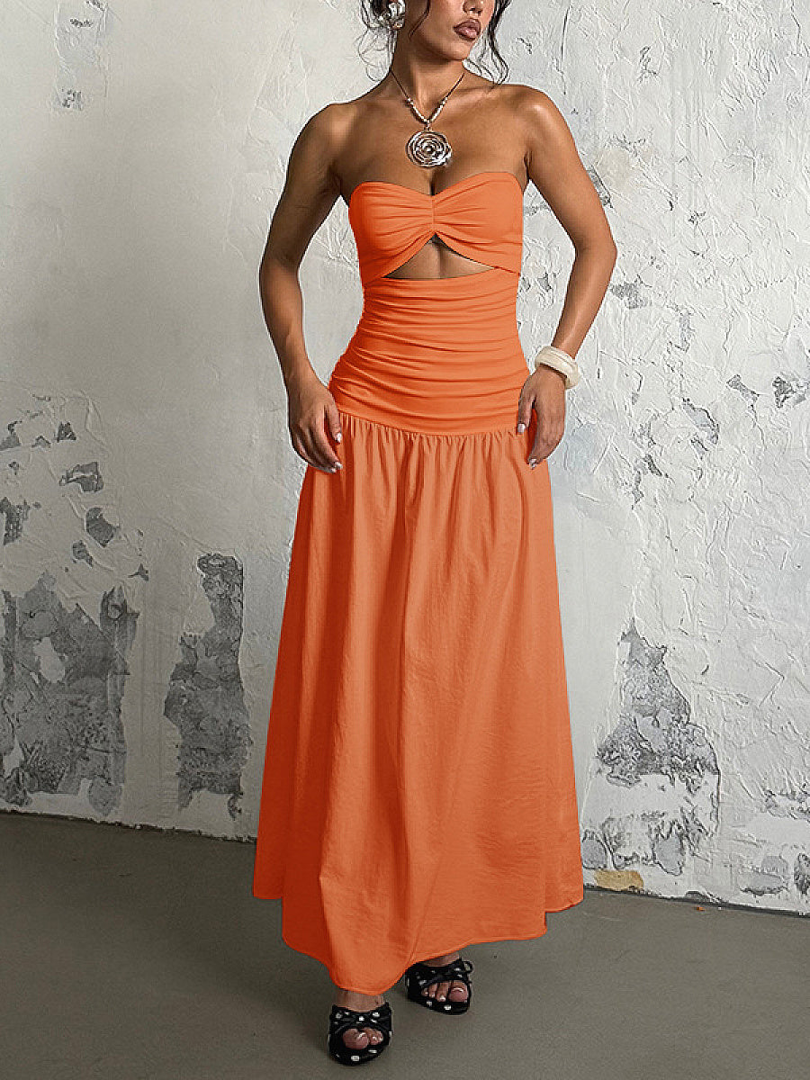 Summer European and American Strapless Beach Dress