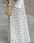 Elegant White Lace A-Line Skirt for Women