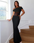Off Shoulder Sheer Hollow Out Dress for Women