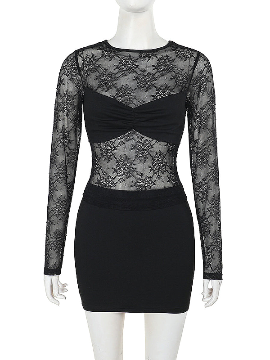 Autumn Women's Lace Top and Skirt Set
