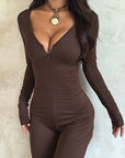 Trendy Long Sleeve Zip Jumpsuit for Running