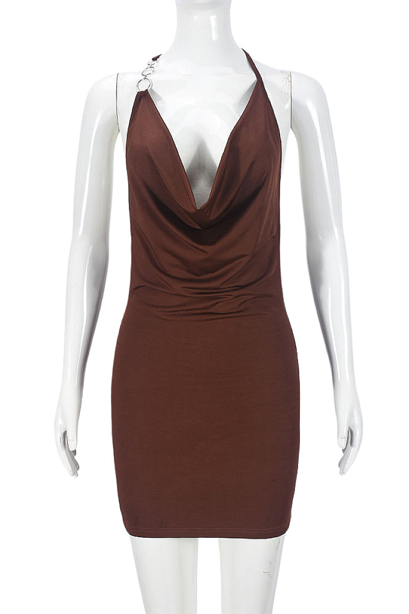 Sexy Slim Fit Deep V Neck Backless Dress