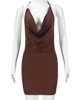 Sexy Slim Fit Deep V Neck Backless Dress