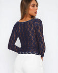 Sweet Pink Lace Pullover Top with Square Neck
