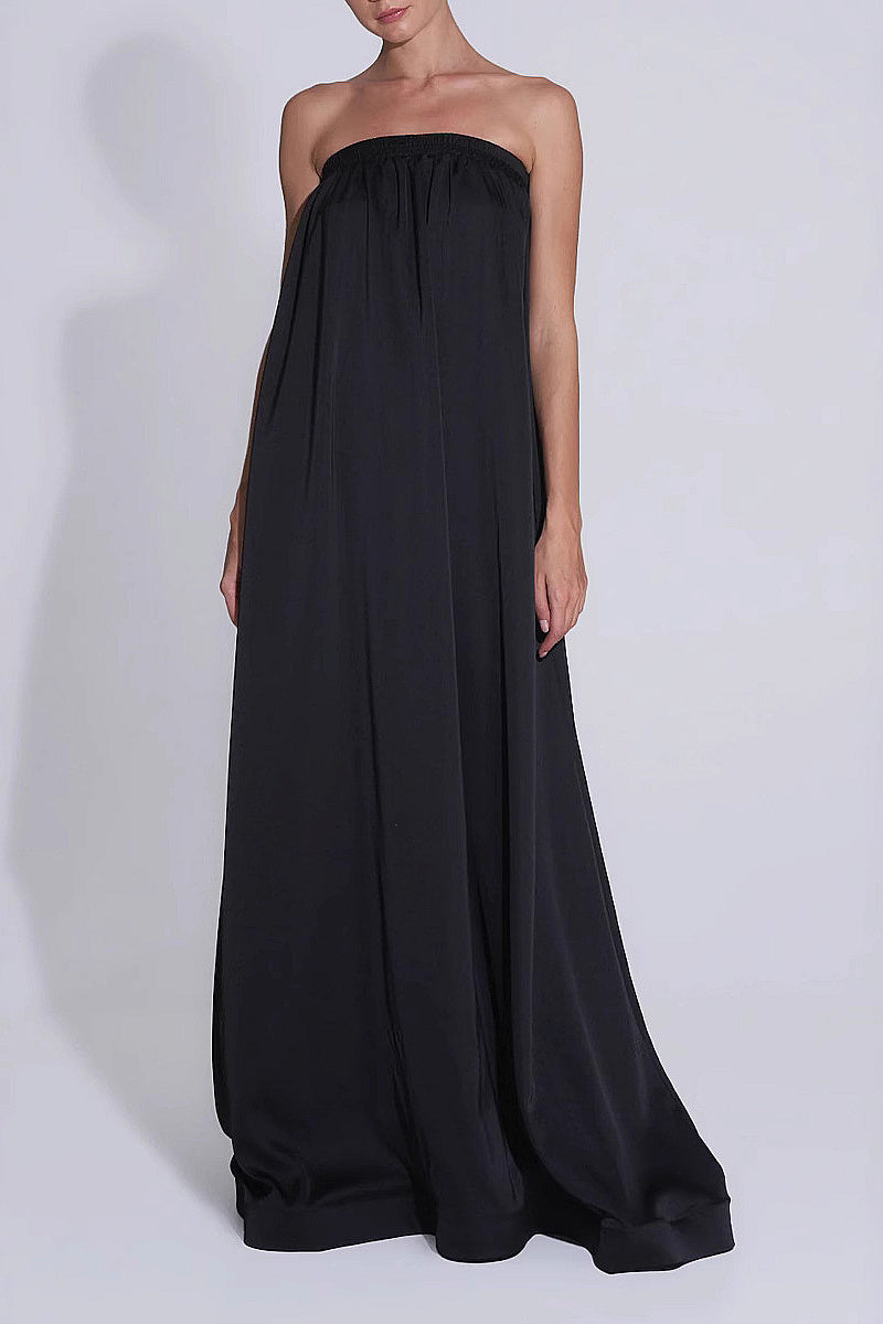 Elegant Strapless A-Line Dress with Back Cutout