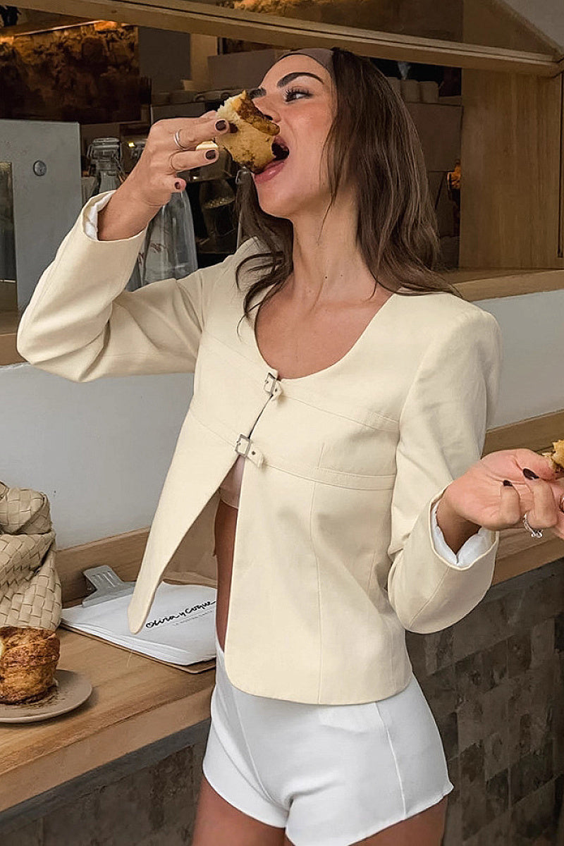 Chic Beige Short Blazer for Women