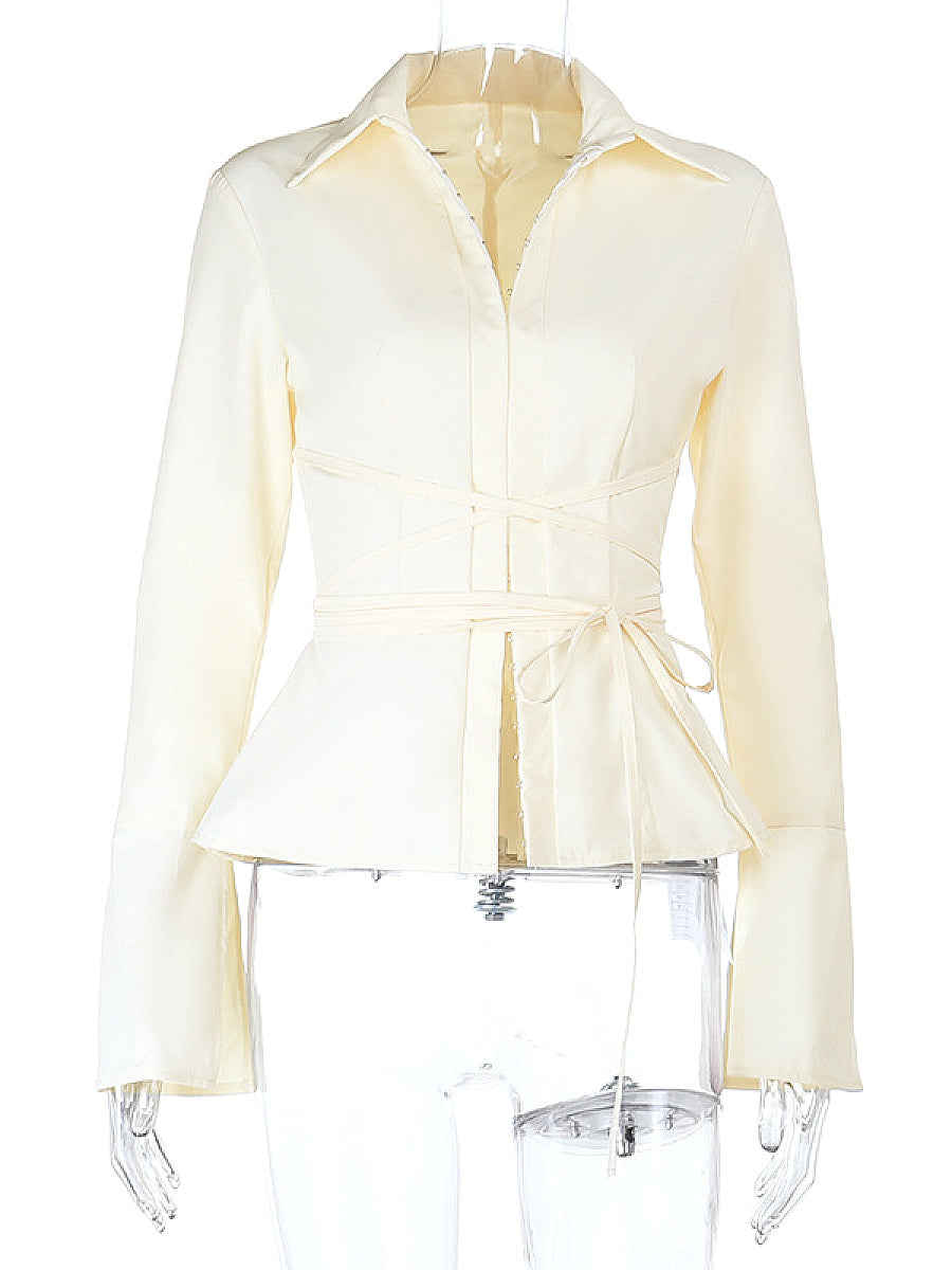 Stylish Long Sleeve Shirt with Tie Detail