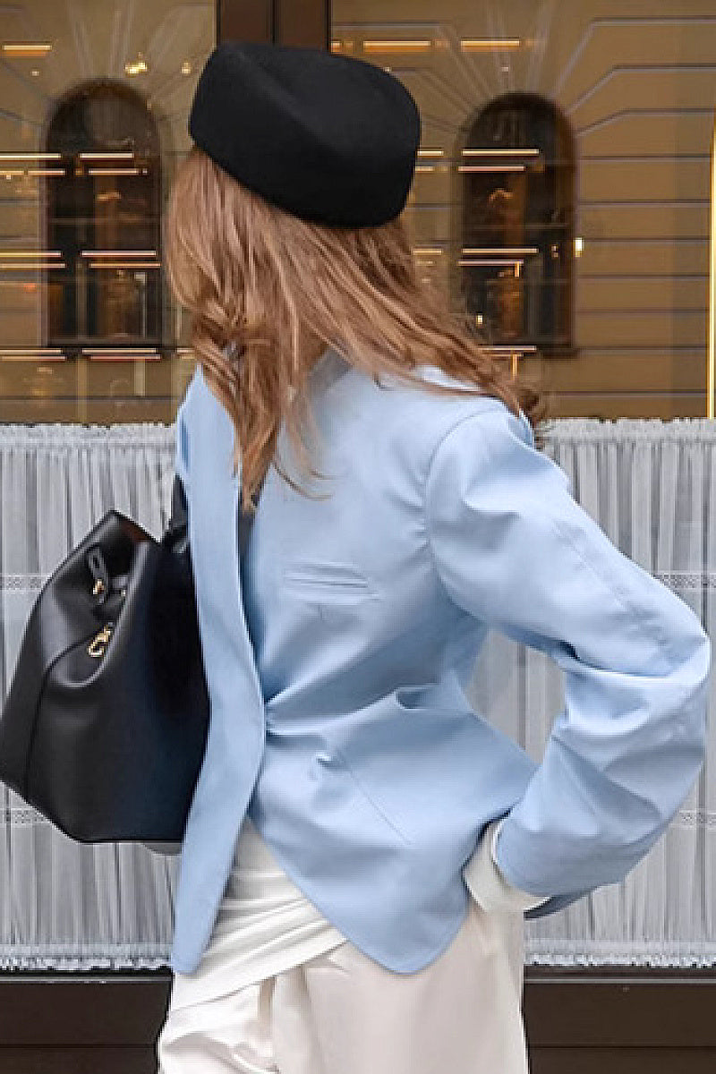 Casual Blue Blazer Jacket for Women