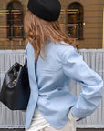 Casual Blue Blazer Jacket for Women
