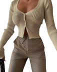 Stylish Deep V-Neck Long Sleeve Cardigan