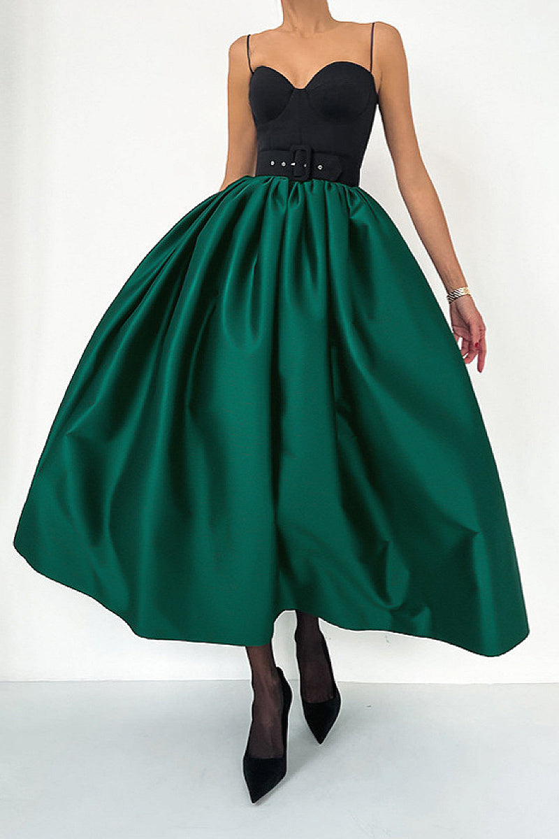 Spring Wholesale Solid Color Satin A-Line Skirt