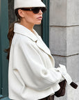 Stylish Women's Woolen Blazer with Lapel