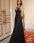 Elegant Long Dress with Sheer A-Line Design