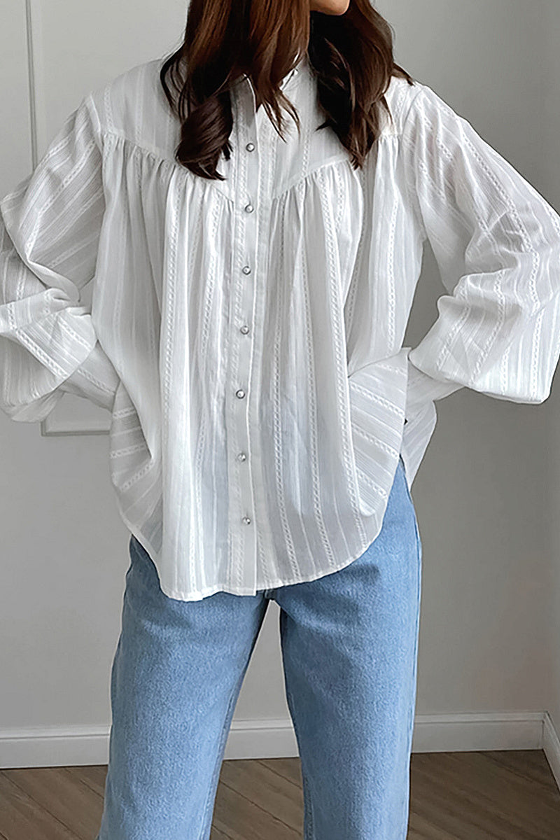 French Style Long Sleeve Cotton Shirt for Women