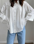 French Style Long Sleeve Cotton Shirt for Women