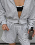 Fashionable Gray Hooded Sweatshirt Set for Women